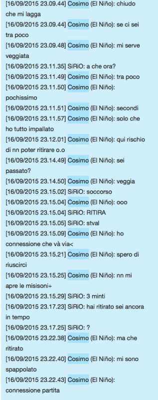 questa è la conversazione su skp pochi minuti prima dello skianto